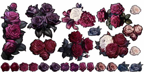 Preview: Motorhauben Aufkleber Rosen Set