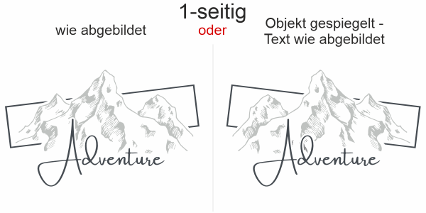 Preview: Motorhaubenaufkleber Bergmotiv Abenteuer - Ansicht Ausrichtung