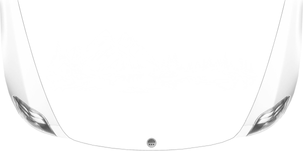 Preview: Motorhaubenaufkleber Bergsee mit Waldhütte auf heller Motorhaube - Ansicht Farbauswahl