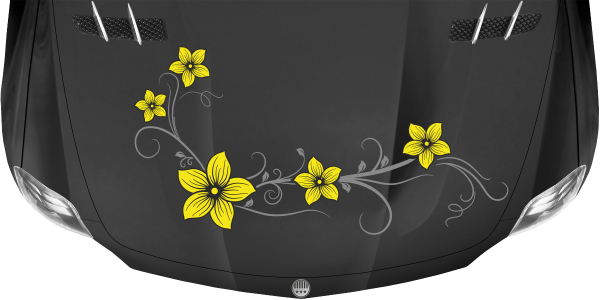 Preview: Motorhaubenaufkleber Blumenranke auf dunkler Motorhaube