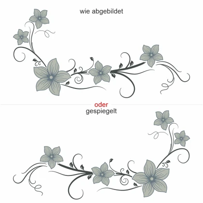 Motorhaubenaufkleber Blumenranke - Ansicht Ausrichtung