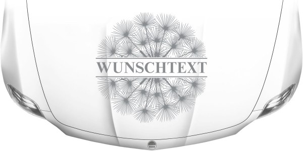 Motorhaubendesign mit Pusteblume und freier Texteingabe