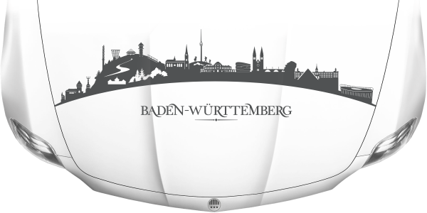 Motorhaubenaufkleber Skyline Baden-Württemberg