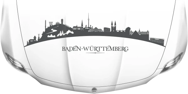 Motorhaubenaufkleber Skyline Baden-Württemberg