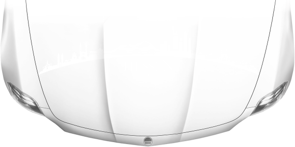 Preview: Motorhaubenaufkleber Skyline Hessen auf heller Motorhaube - Ansicht Farbauswahl