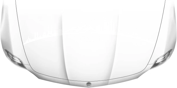 Motorhaubenaufkleber Skyline Hessen auf heller Motorhaube - Ansicht Farbauswahl
