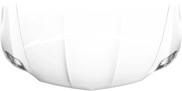 Motorhaubenaufkleber Skyline Saarland auf heller Motorhaube - Ansicht Farbauswahl