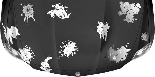 Preview: Motorhaubenaufkleber Farbkleckse | Frei platzierbares Set Preview: Motorhaubenaufkleber Farbkleckse - Motorhaube