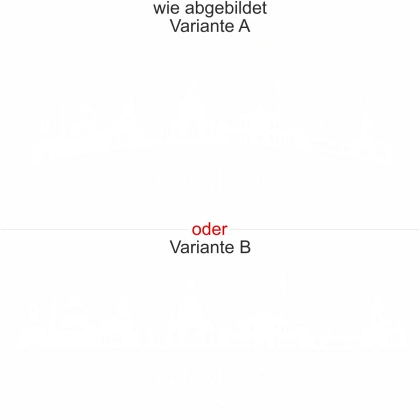 Autoaufkleber für die Motorhaube mit Dresdner Skyline - Ansicht Ausrichtung mit Farbauswahl und Variante