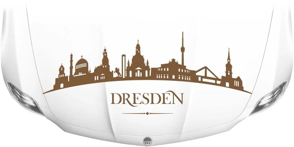 Autoaufkleber für die Motorhaube mit Dresdner Skyline