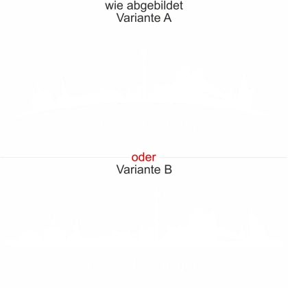 Düsseldorfer Skyline als Aufkleber für die Motorhaube - Ansicht Ausrichtung mit Farbauswahl und Variante