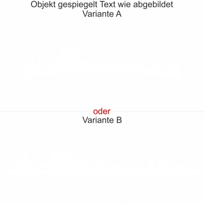 Düsseldorfer Skyline als Aufkleber für die Motorhaube - Ansicht Ausrichtung mit Farbauswahl und Variante