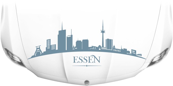 Essener Skyline als Aufkleber für die Motorhaube