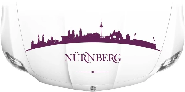 Nürnberger Skyline als Aufkleber für die Motorhaube