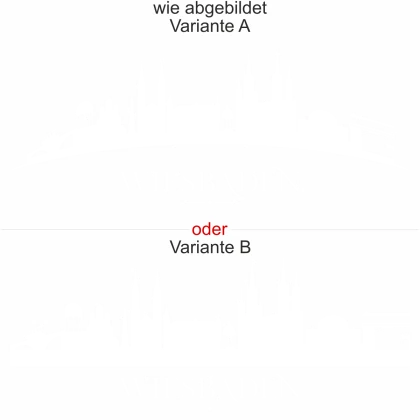Autoaufkleber für die Motorhaube mit Wiesbadener Skyline - Ansicht Ausrichtung mit Farbauswahl und Variante