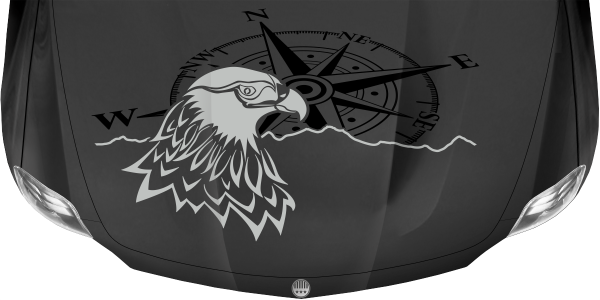 Motorhaubenaufkleber Adler mit Kompass