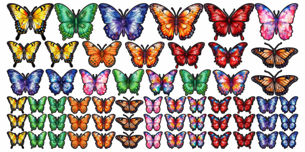 Preview: Motorhaubenaufkleber Farbenprächtiges Schmetterling Set
