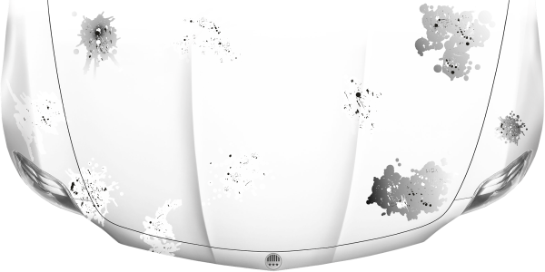 Preview: Motorhaubenaufkleber Farbkleckse | Frei platzierbares Set Preview: Motorhaubenaufkleber Farbkleckse - Motorhaube