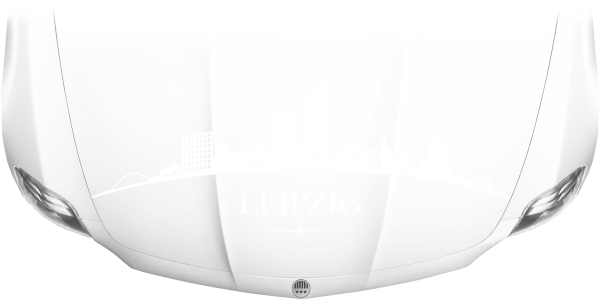 Preview: Motorhaubendekor Skyline Leipzig Preview: Leipziger Skyline als Aufkleber für die Motorhaubev