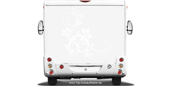 Aufkleber mit Stilvollem Ornament auf Heck von Wohnmobil oder Wohnwagen -  Ansicht Farbauswahl