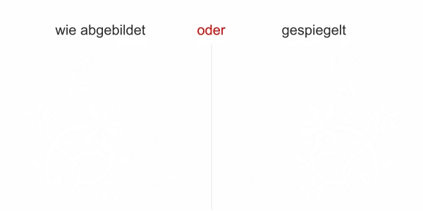Aufkleber mit Stilvollem Ornament auf Heck von Wohnmobil oder Wohnwagen -  Ansicht Ausrichtung und Farbauswahl