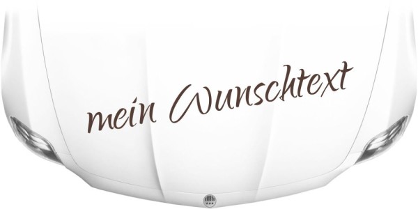 Wunschtextaufkleber für die Motorhaube mit verspielter Schrift