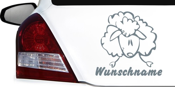 Babyaufkleber mit Schäfchen und Namen