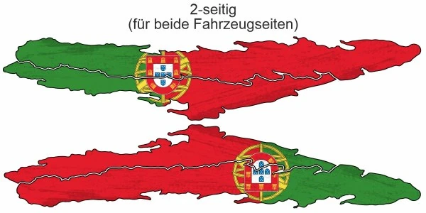 Flagge von Portugal als Aufkleber | Set für beide Fahrzeugseiten