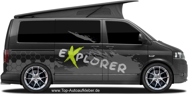 Polygon Dekor auf schwarzem Campervan