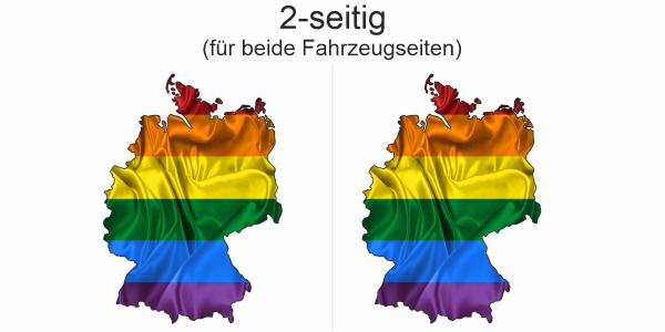 Preview: Regenbogenflagge Karte von Deutschland | Set für beide Fahrzeugseiten Preview: Regenbogenflagge Karte von Deutschland | Set für beide Fahrzeugseiten