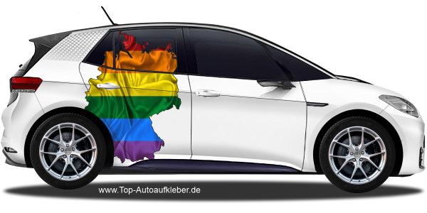 Preview: Regenbogenflagge Karte von Deutschland | Set für beide Fahrzeugseiten Preview: Regenbogenflagge Karte von Deutschland | Set für beide Fahrzeugseiten