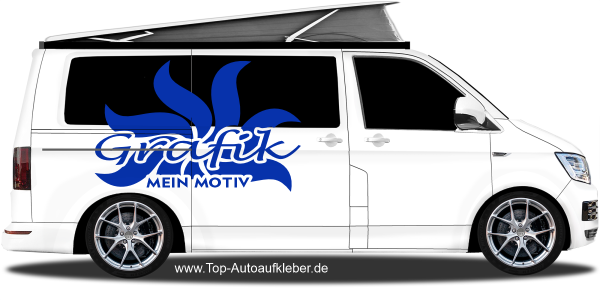 Seitenaufkleber Eigenes Motiv einfarbig auf hellem Camper