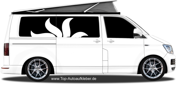 Seitenaufkleber Eigenes Motiv einfarbig - auf hellem Camper - Ansicht Farbauswahl
