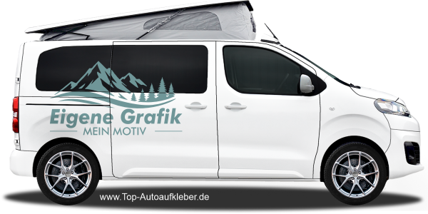 Preview: Seitenaufkleber Eigenes Motiv einfarbig | Set für beide Fahrzeugseiten