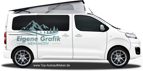 Seitenaufkleber Eigenes Motiv einfarbig auf hellem Camper