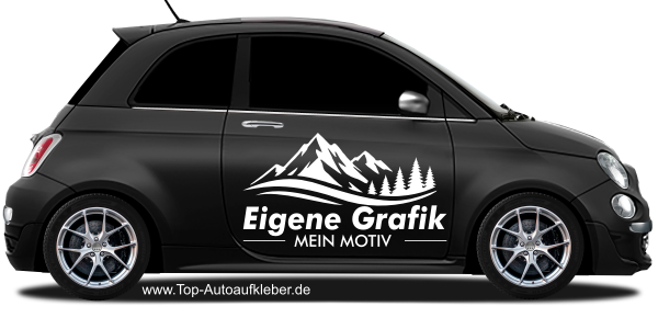 Preview: Seitenaufkleber Eigenes Motiv einfarbig - auf dunklem Auto - Ansicht Farbauswahl