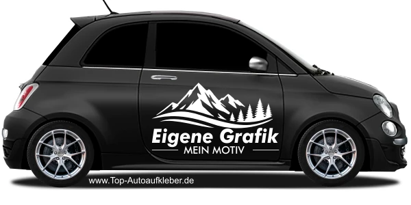 Seitenaufkleber Eigenes Motiv einfarbig - auf dunklem Auto - Ansicht Farbauswahl
