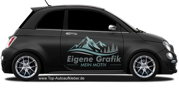 Preview: Seitenaufkleber Eigenes Motiv mehrfarbig auf dunklem Auto