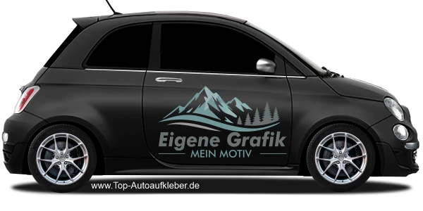 Seitenaufkleber Eigenes Motiv mehrfarbig auf dunklem Auto