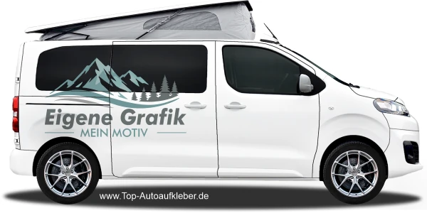 Seitenaufkleber Eigenes Motiv mehrfarbig auf hellem Camper