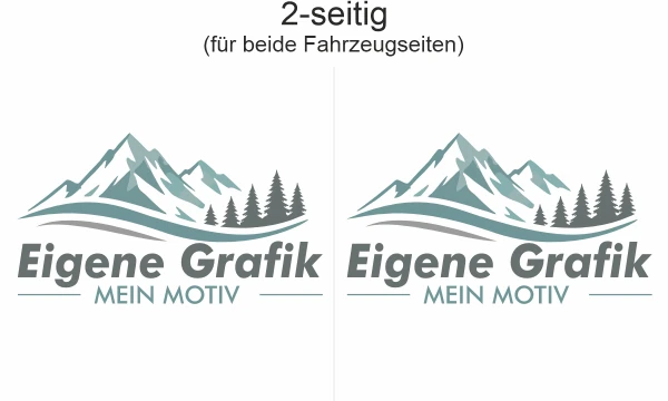 Seitenaufkleber Eigenes Motiv mehrfarbig  - Ansicht Beispielbild zweiseitig für beide Fahrzeugseiten