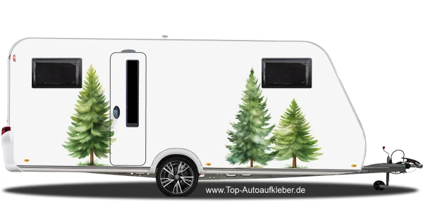 Seitenaufkleber Set Tannen auf Wohnwagen