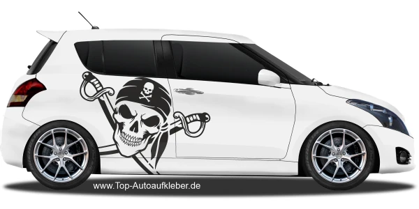 Seitenaufkleber Totenkopf mit gekreuzten Schwertern