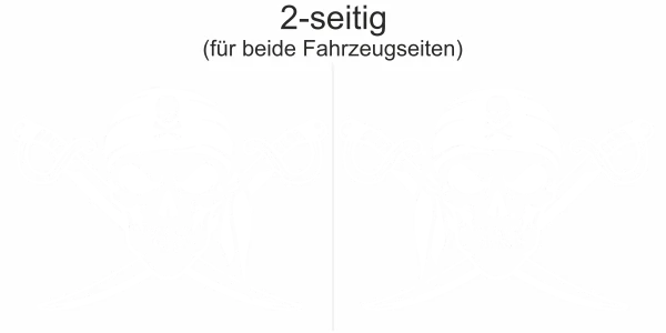 Seitenaufkleber Totenkopf mit gekreuzten Schwertern - Ansicht Farbauswahl