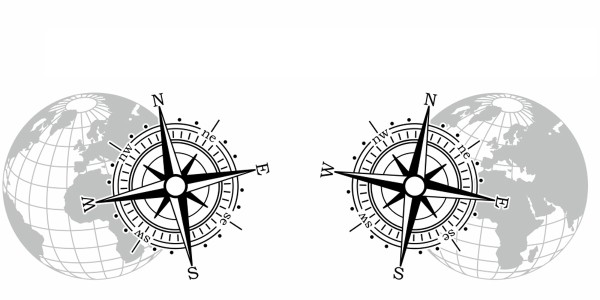 Preview: Seitenaufkleber Windrose mit Weltkugel | Set für beide Fahrzeugseiten
