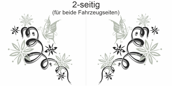 Preview: Seitendekor Ornament + Schmetterling | Set für beide Fahrzeugseiten Preview: Seitendekor Ornament + Schmetterling | Set für beide Fahrzeugseiten