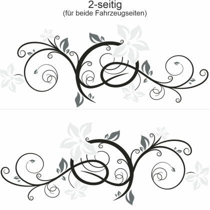 Preview: Seitendekor Styling Ornament - Ansicht zweiseitig für beide Fahrzeugseiten