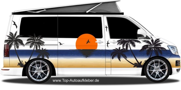 Preview: Sonnenuntergang am Strand für Camper | Set für beide Fahrzeugseiten Preview: Sonnenuntergang am Strand für Camper | Set für beide Fahrzeugseiten