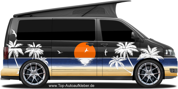 Preview: Sonnenuntergang am Strand für Camper | Set für beide Fahrzeugseiten Preview: Sonnenuntergang am Strand für Camper | Set für beide Fahrzeugseiten