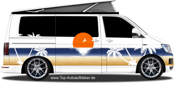 Preview: Sonnenuntergang am Strand für Camper | Set für beide Fahrzeugseiten Preview: Sonnenuntergang am Strand für Camper | Set für beide Fahrzeugseiten